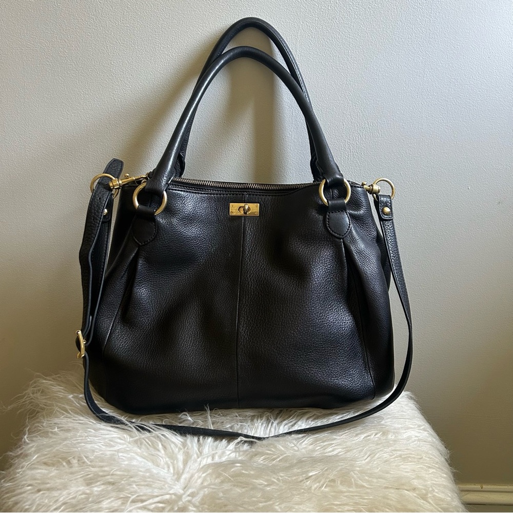 J. Crew Black Leather Hobo Bag